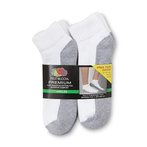 Fruit of the Loom Men's 7-Pairs Premium Ankle Socks