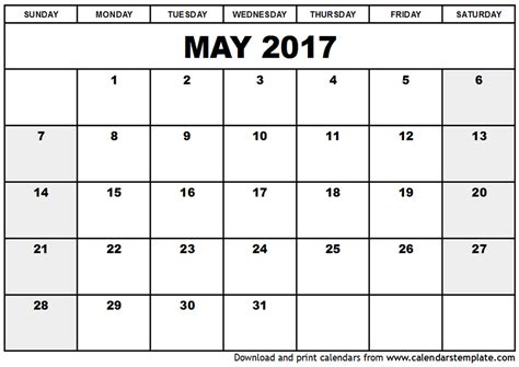 May 2017 Calendar Pdf | templates free printable