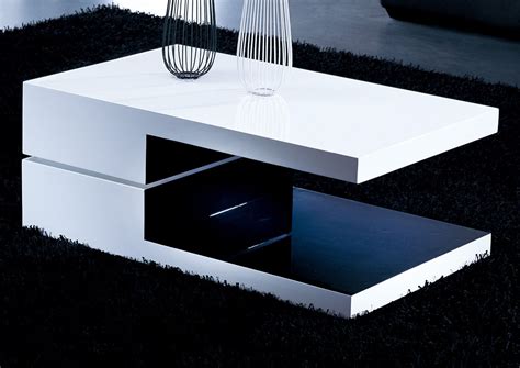 White and Black Rectangular High Gloss Contemporary Coffee Table ...