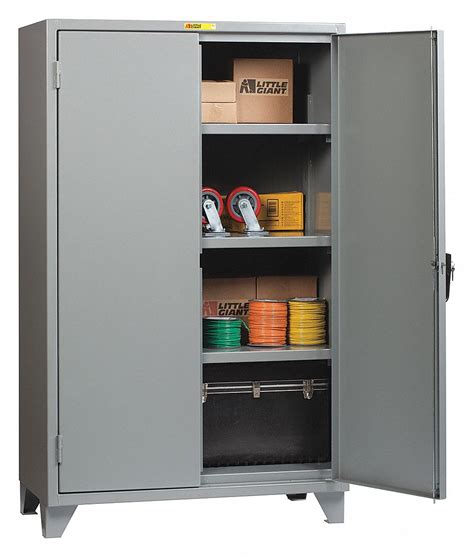 LITTLE GIANT Heavy Duty Storage Cabinet, Gray, 78 in H X 48 in W X 30 1/4 in D, Assembled ...