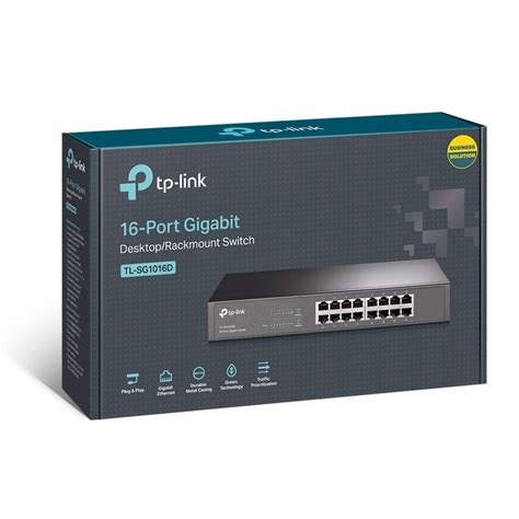 Switch TP-Link TL-SG1016D 16 Puertos Gigabit 10/100/1000 Mbps Rackeable Metalico Conectividad y Rede