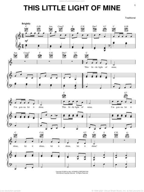 This Little Light Of Mine sheet music for voice, piano or guitar v2