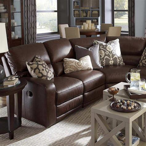 Furniture, Wonderful Classic Style Dark Brown Leather Living Room Sectiona… | Dark brown couch ...