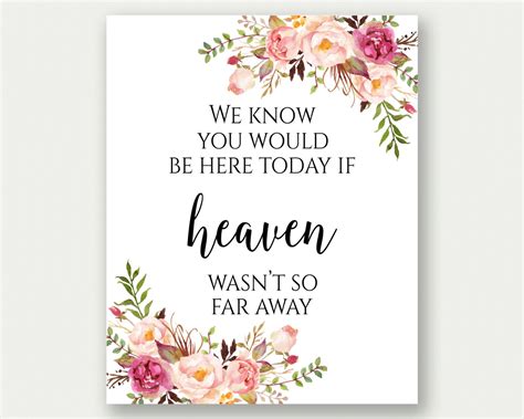 If Heaven Wasn't so Far Away Sign Wedding Memorial Sign | Etsy