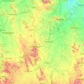 Chitradurga district topographic map, elevation, relief