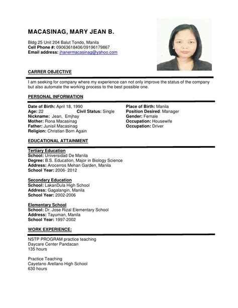 Sample of resume format for job application resume templates – Artofit