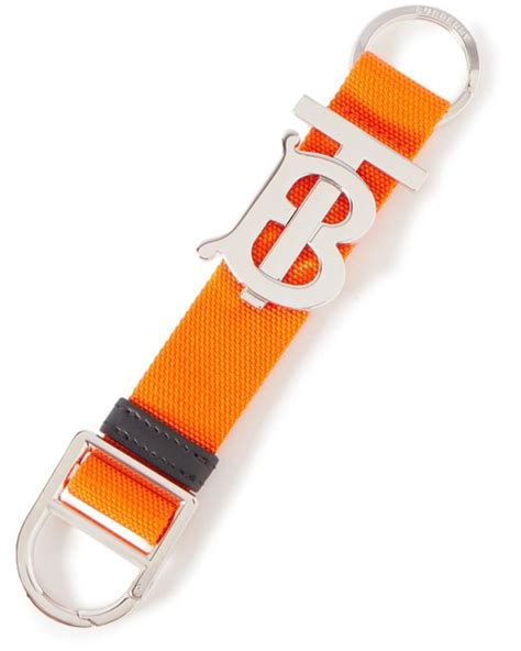 Burberry Leather-trimmed Webbing Key Ring in Orange for Men | Lyst