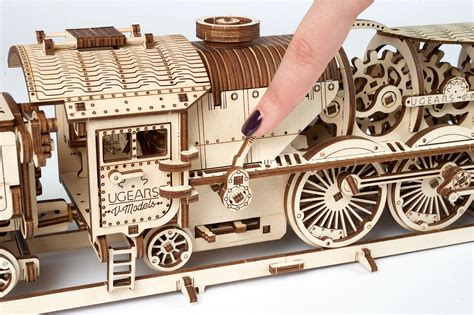 V-Express Steam Train with Tender mechanical model kit | Steam trains, Train, Wooden train