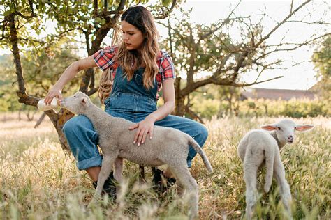 "Farm Girl Feeding Animals" by Stocksy Contributor "Brat Co" - Stocksy