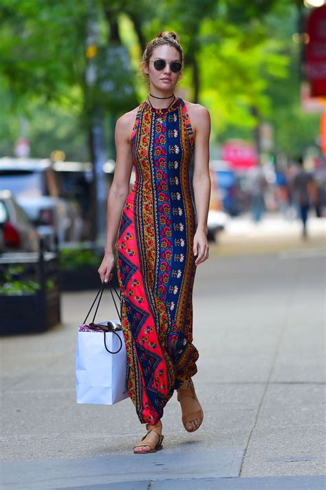 Candice Swanepoel in Stylish Summer Long Dress- Out in NYC - July 2014 ...