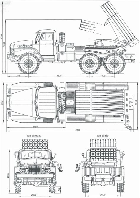 BM-21 Grad Blueprint - Download free blueprint for 3D modeling