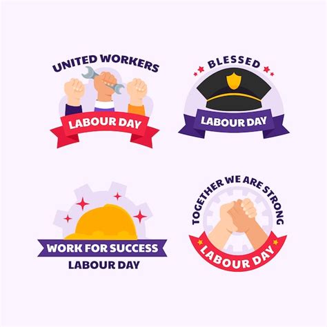 Premium Vector | Flat sticker collection for labour day with slogan