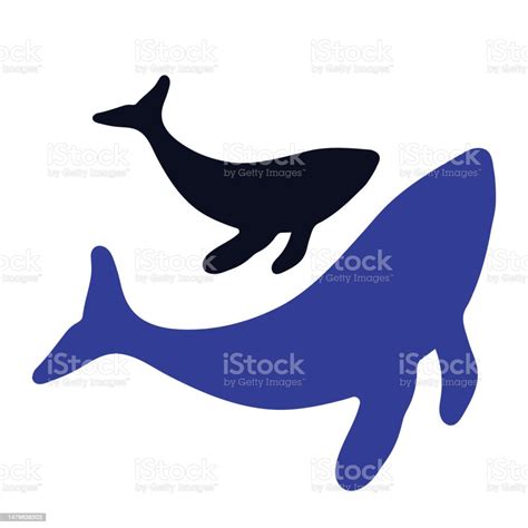 Whale And Baby Whale Blue Silhouette Vector Illustration Concept World ...