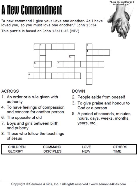 A New Commandment Crossword | Sermons4Kids