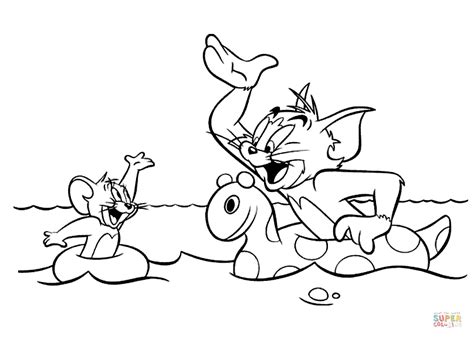 Tom and Jerry are Swimming In The Sea coloring page | Free Printable ...