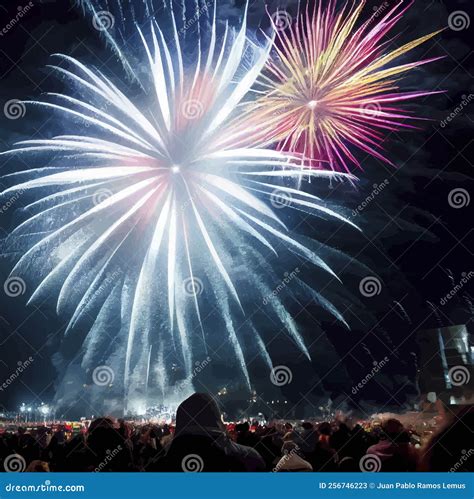 Abstract Fireworks Background. Fireworks Light Up in the Sky, Concept of Celebration. Stock ...