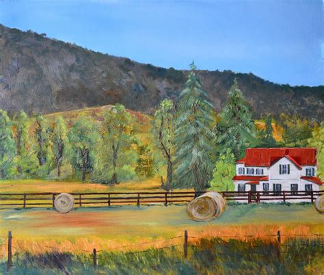 Oil painting original. Rural landscape painting. Fine art painting ...