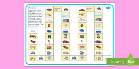 Transport Vocabulary Race Board Game (teacher made) - Twinkl