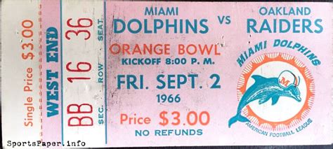 Ticket Please: First Miami Dolphins Home Game, 9/2/1966 – SportsPaper.info – The Blog