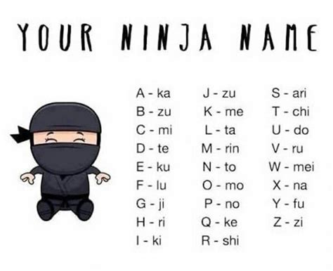 What's your ninja name? | Ninja name, Ninja quote, Funny quotes