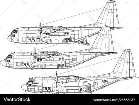 Lockheed boieng ac-130 gunship-spectre Royalty Free Vector