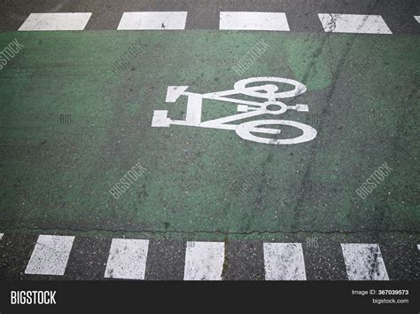 Bike Lane Sign Painted Image & Photo (Free Trial) | Bigstock