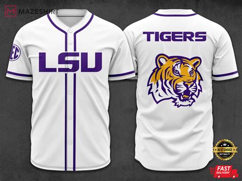 LSU Tigers Baseball Jersey White and Purple