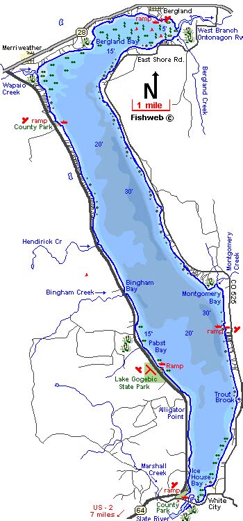 Lake Gogebic Map Gogebic and Ontonagon County Michigan Fishing Michigan Interactive™