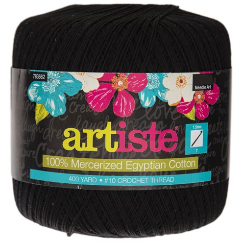 Coal Black Artiste Cotton Crochet Thread | Hobby Lobby | 783662