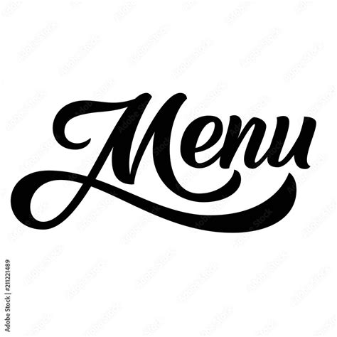 Menu hand lettering, brush calligraphy isolated on white background. Handwritten typography ...