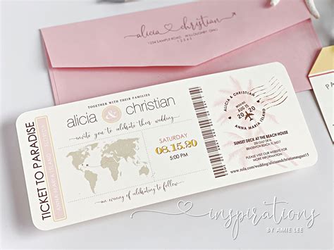 Boarding Pass Wedding Invitations Destination Wedding Plane | Etsy