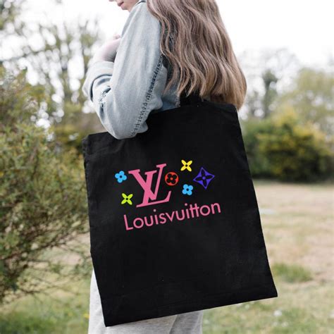 Louis Vuitton Logo Luxury With Color Monogram Cotton Canvas Tote Bag ...