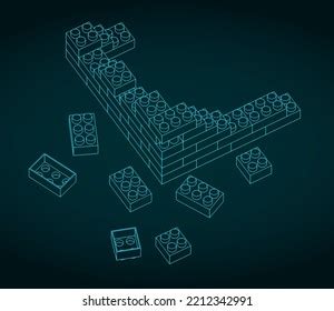 Stylized Vector Illustration Plastic Building Blocks Stock Vector ...