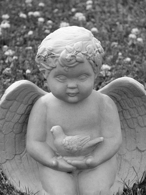 Stone Cherub With Bird Free Stock Photo - Public Domain Pictures