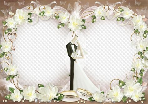 Marcos de boda para 2 fotos con flores blancas - Dos corazones