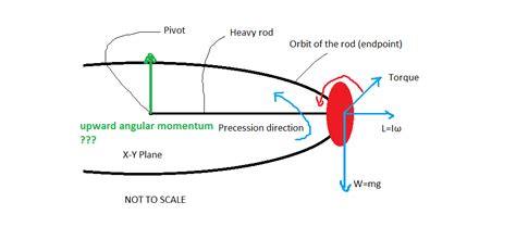 rotational dynamics - Precession on a heavy rod: Angular momentum and ...