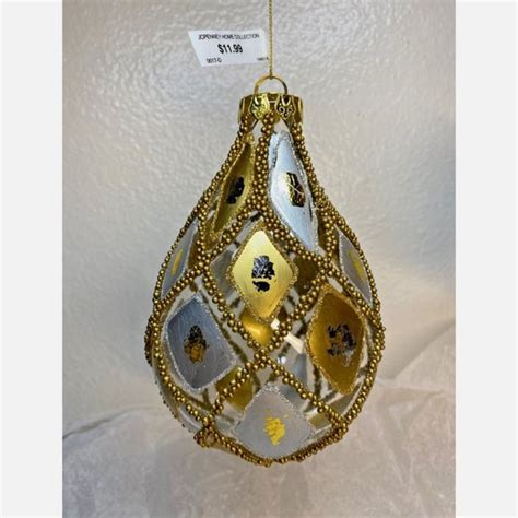 JC Penney | Holiday | Christmas Ornaments Tear Drop W Gold Silver Beads N Round W Pearl And Gold ...