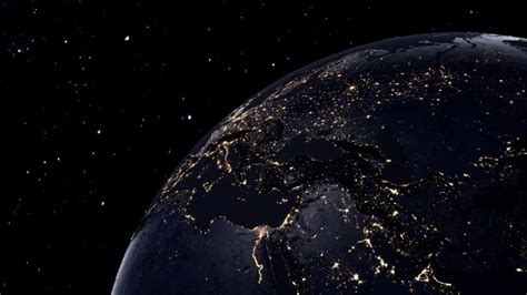 Planet Earth Wallpaper 4K, Night view, Illuminated, Orbit