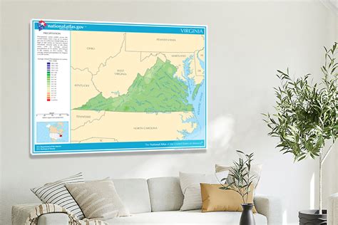 Virginia-Annual Precipitation Map, 2022 - Canvas Wrap