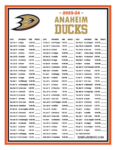 Anaheim Ducks Schedule 2024 - Jade Rianon