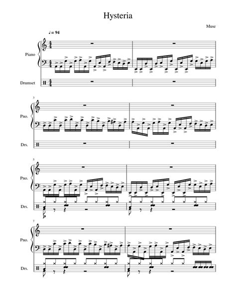 Muse - Hysteria Sheet music for Piano, Percussion | Download free in PDF or MIDI | Musescore.com