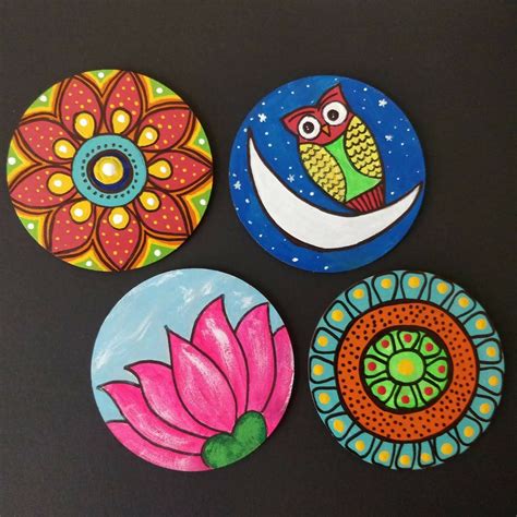 Handpainted coasters . | Handmade wall art, Coaster art, Handpainted coasters