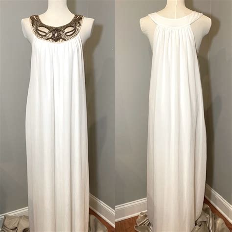 H&M | Dresses | Hm Floor Length Embellished Halter Grecian Maxi Dress Gown Size 4 | Poshmark