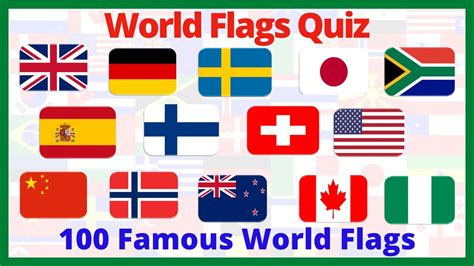 WORLD FLAGS QUIZ | COUNTRIES OF THE WORLD FLAGS | GUESS AND LEARN 100 FAMOUS WORLD FLAGS - YouTube