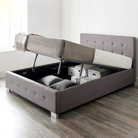 Kelsey Stores 3ft, 4ft, 4ft6, 5ft Fusion Grey Linen Fabric Ottoman Storage Bed Single Double ...