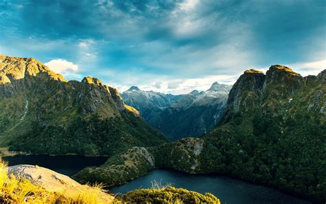 Wallpaper New Zealand Fiordland Nationalpark, Berge, See HD: Widescreen ...