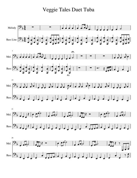 Veggie Tales Duet Tuba Sheet music for Tuba | Download free in PDF or MIDI | Musescore.com