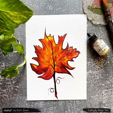 Beautiful Maple Leaf Watercolour Painting - HNDMD Blog