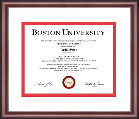 Boston University Graduation 2024 Certificate - Venus Jeannine