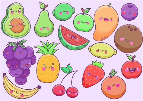 Kawaii Fruits illustration, draw, doodle Kawaii Illustration, Fruit ...